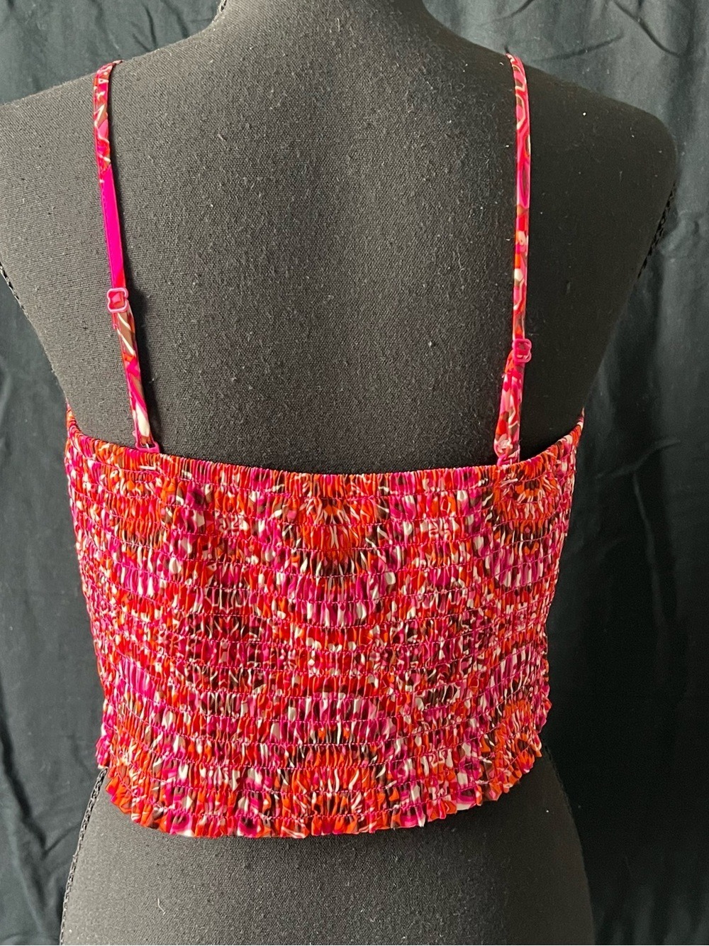 Rose & Olive S Pink and Orange Boho Handkerchief Hem Cami Top - Picture 2 of 6